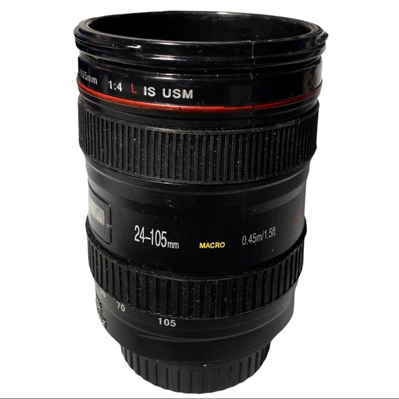 3/$10 Mug w/ Lid 5” Camera Lens Black Plastic - Picture 3 of 6